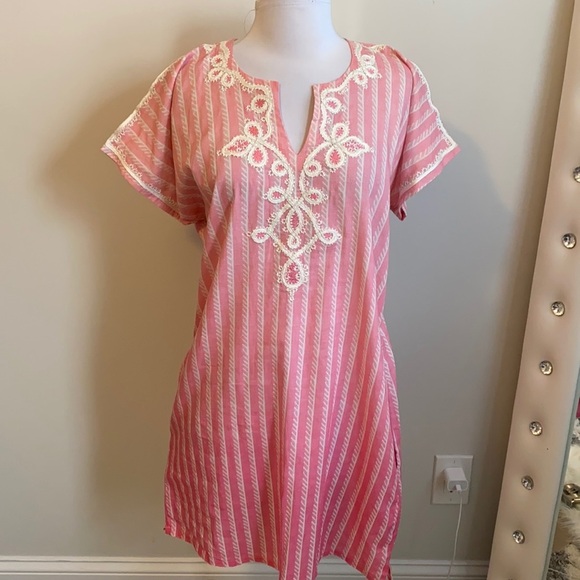 Bella Tu Ropes Pink Ombré Embroidered Tunic Dress - Picture 1 of 12